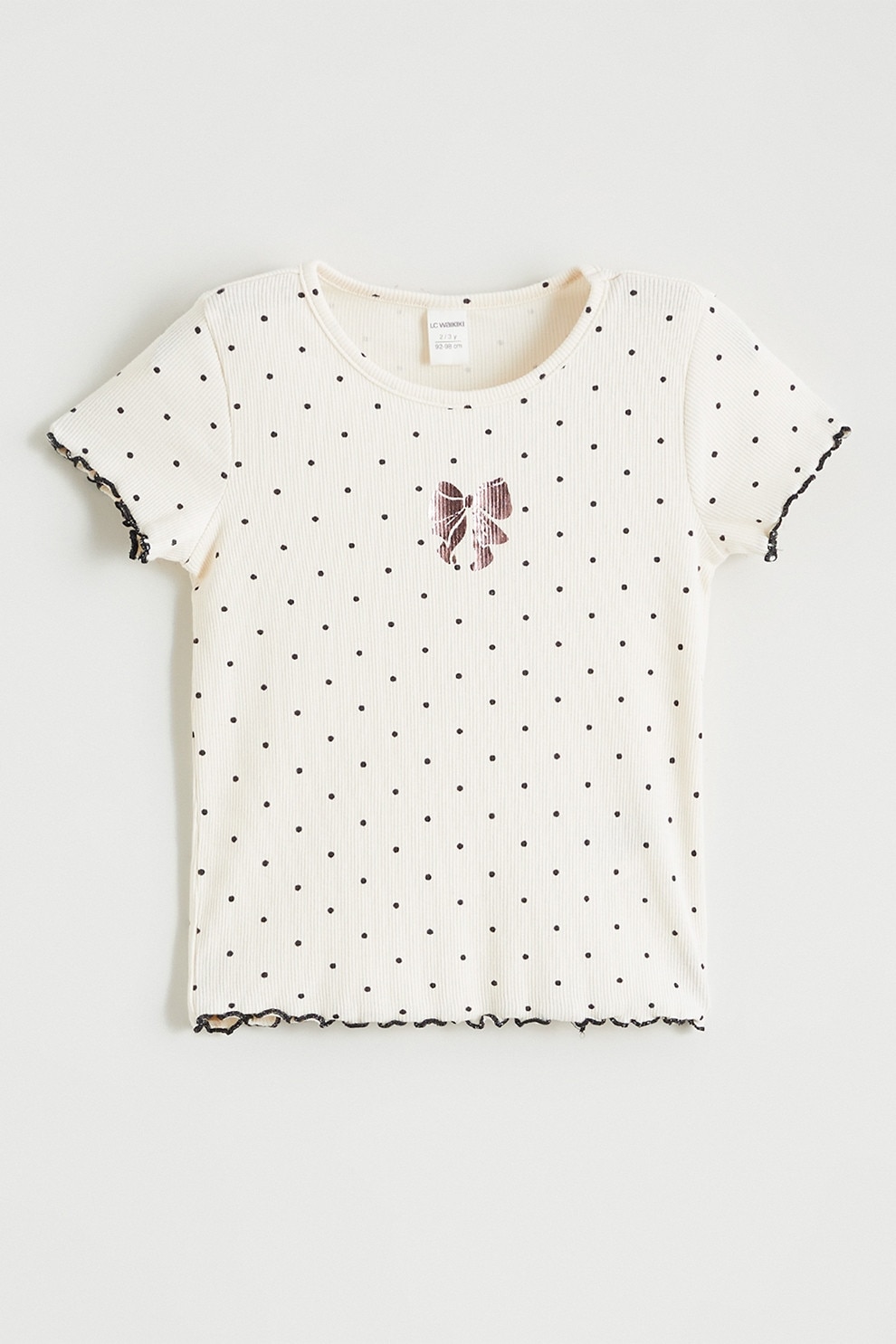 LC WAIKIKI, Tricou din amestec de bumbac cu buline, Alb, 110-116 CM