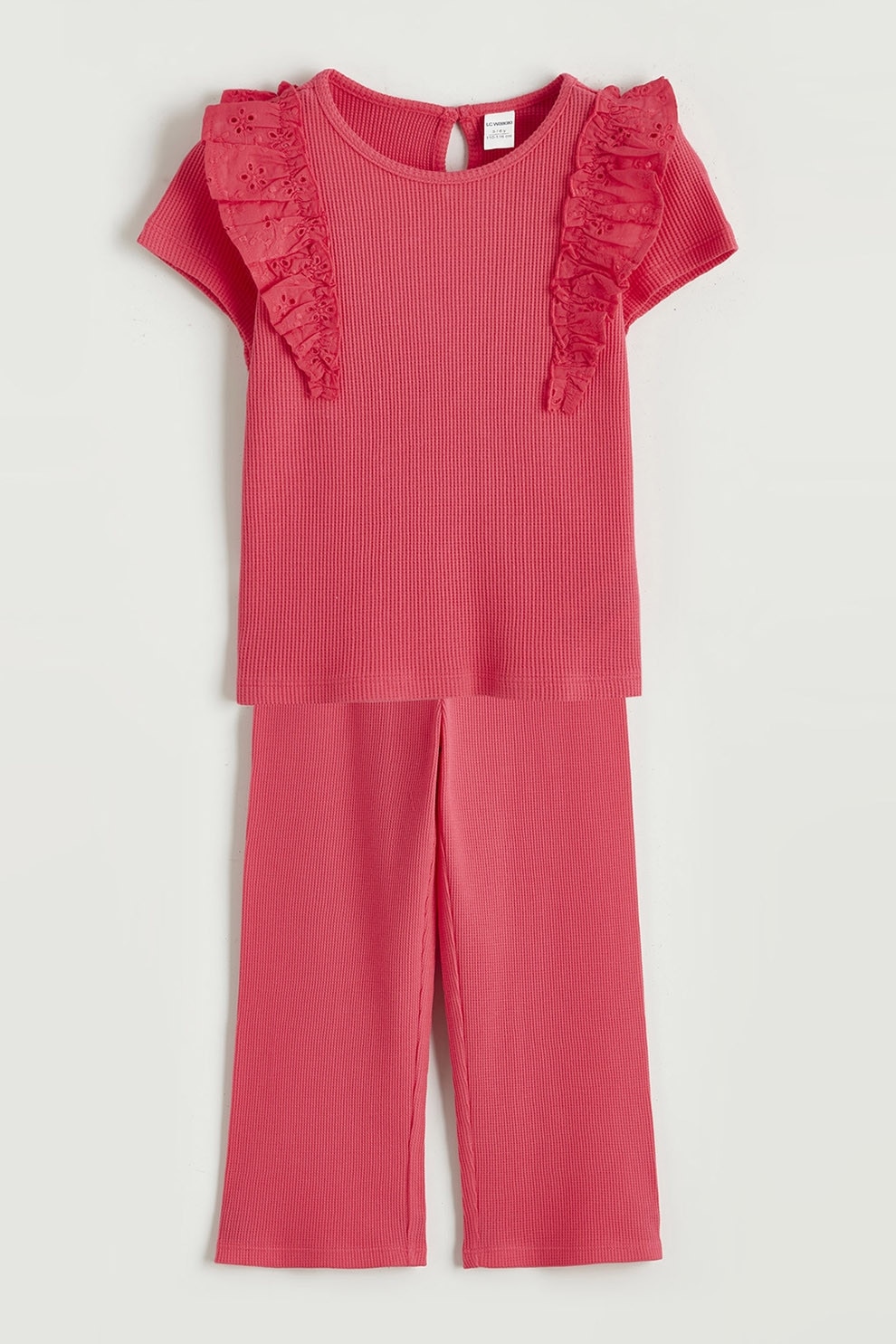 LC WAIKIKI, Set de tricou si pantaloni din bumbac, Fucsia, 122-128 CM