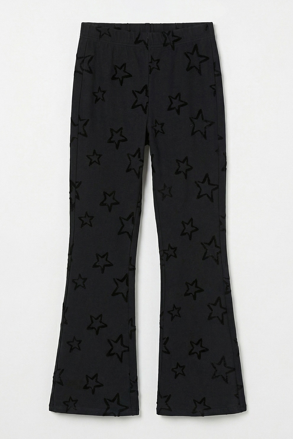 LC WAIKIKI, Pantaloni evazati cu model cu stele, Negru stins, 134-140 CM