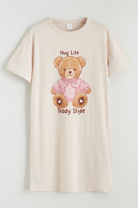 LC WAIKIKI, Camasa de noapte cu imprimeu cu ursulet, Bej deschis