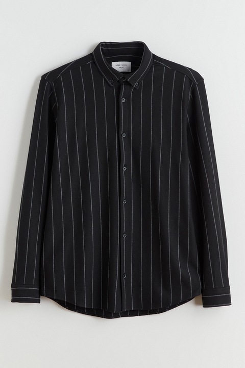 LC WAIKIKI, Camasa slim fit cu dungi, Negru/Alb murdar