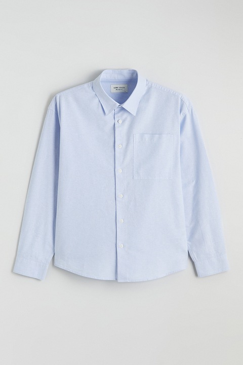 LC WAIKIKI, Camasa de bumbac cu buzunar pe piept, Albastru deschis