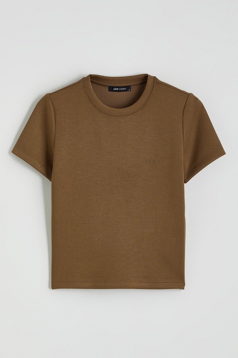 LC WAIKIKI, Tricou slim fit cu model uni, Verde masliniu