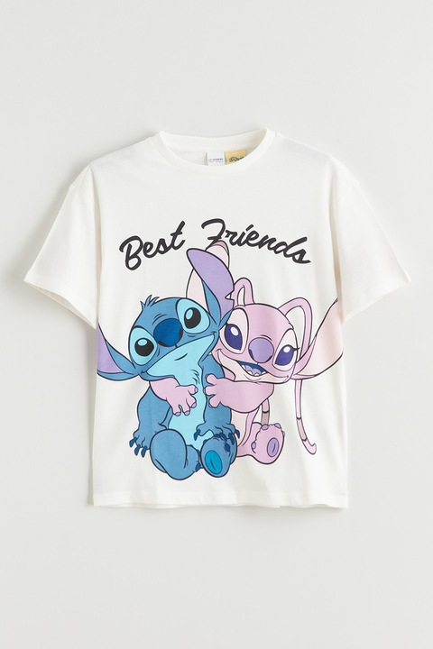 LC WAIKIKI, Tricou cu Stitch, Alb fildes, Lila, Roz, Albastru, 140-146 CM
