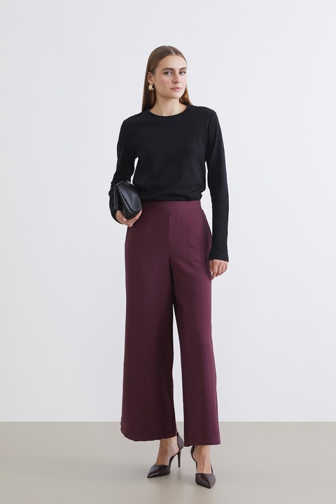 LC WAIKIKI, Pantaloni ampli cu talie elastica, Visiniu