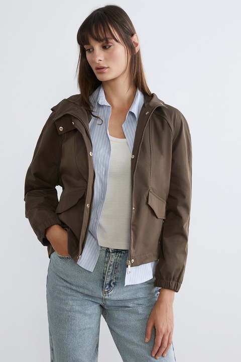 LC WAIKIKI, Jacheta cu gluga si buzunare laterale, Maro, S