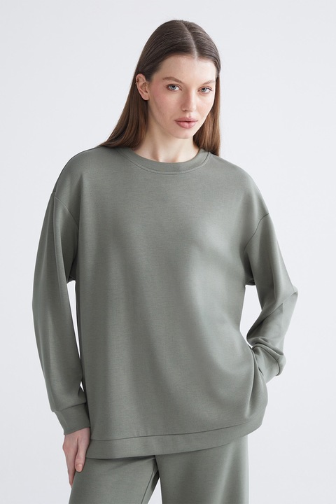 LC WAIKIKI, Bluza de trening supradimensionata cu maneci cazute Classic, Kaki