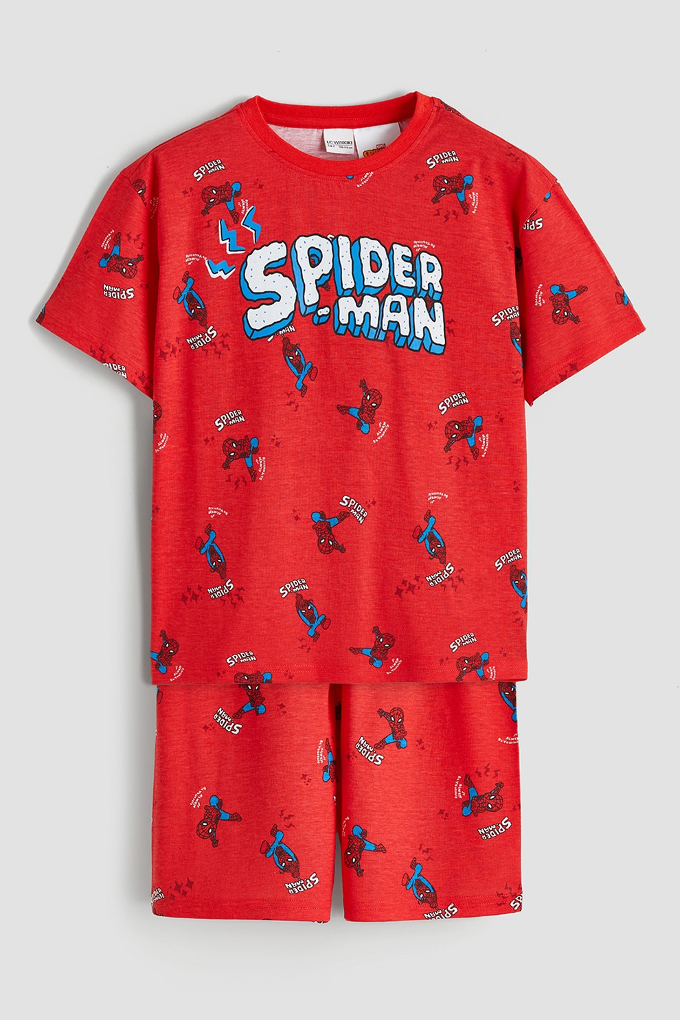LC WAIKIKI, Pijama scurta cu Spider-Man, Alb, Rosu vermillion, Albastru, 92-98 CM