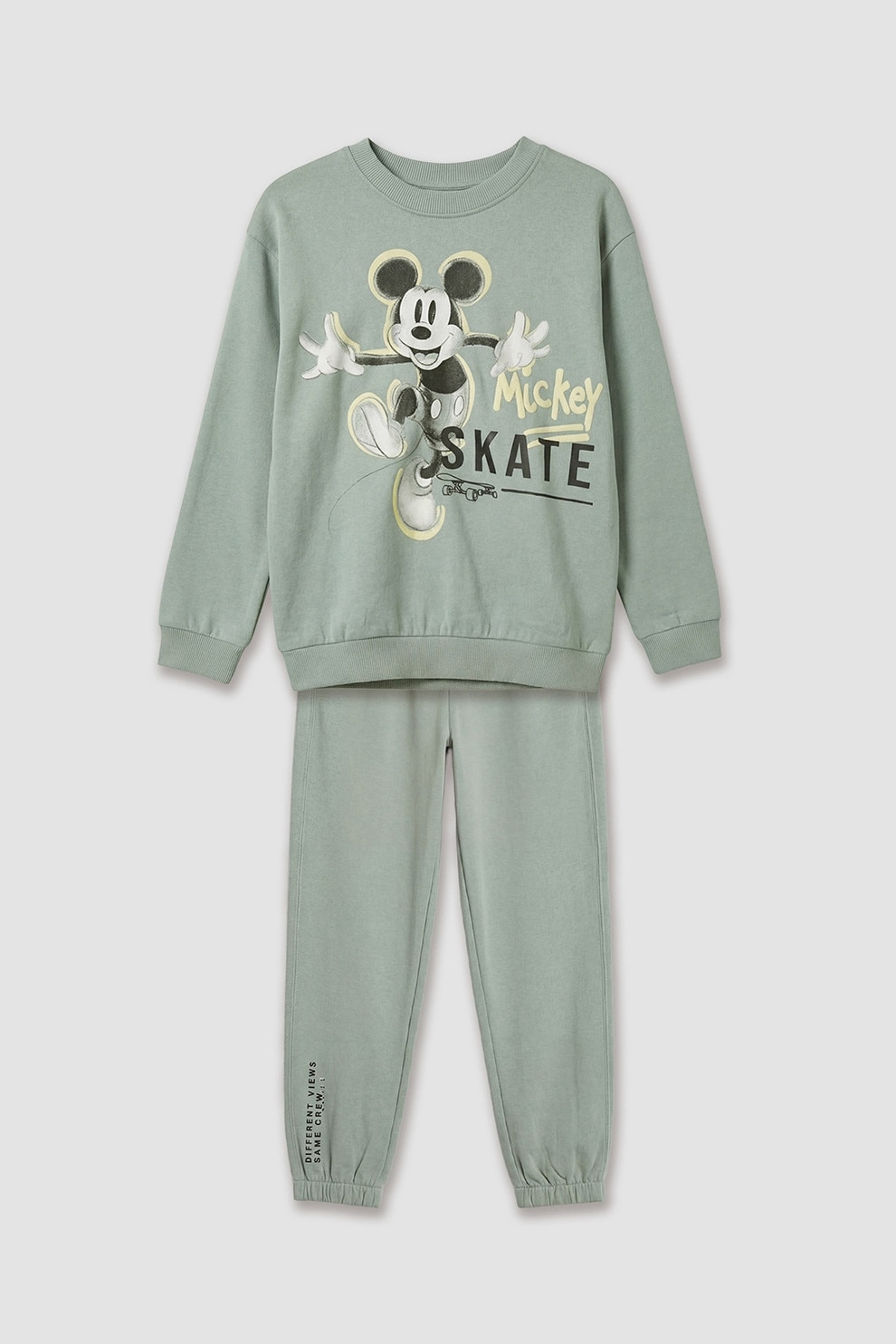 LC WAIKIKI, Set de bluza si pantaloni de trening, Negru, Verde sparanghel, 104-110 CM