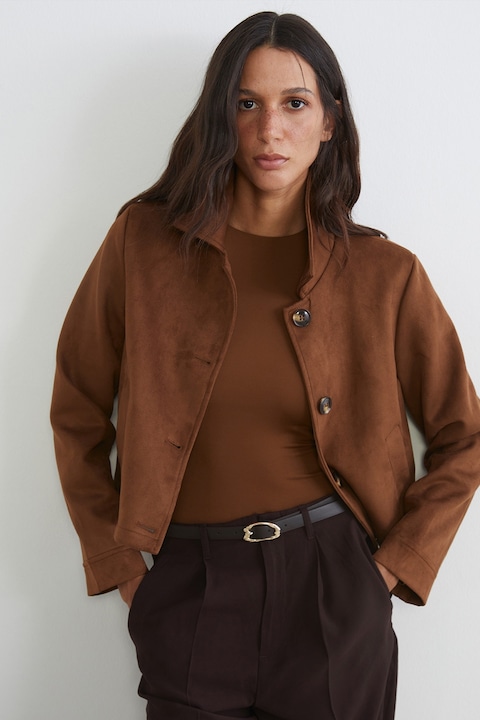 LC WAIKIKI, Jacheta de piele intoarsa sintetica, Caramel