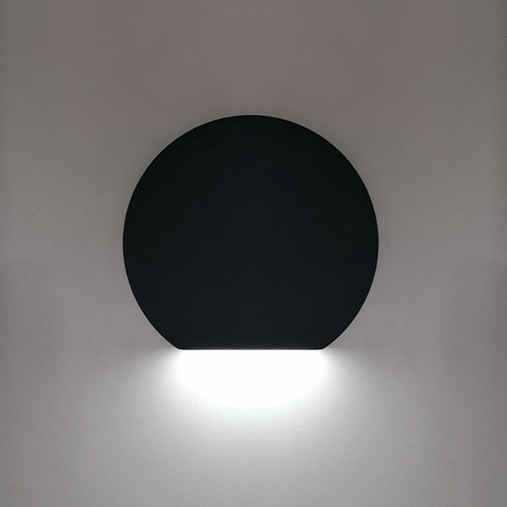 Aplica LED Perete Semicerc, 7W, lumina rece, negru, 135x85x30mm, IP65