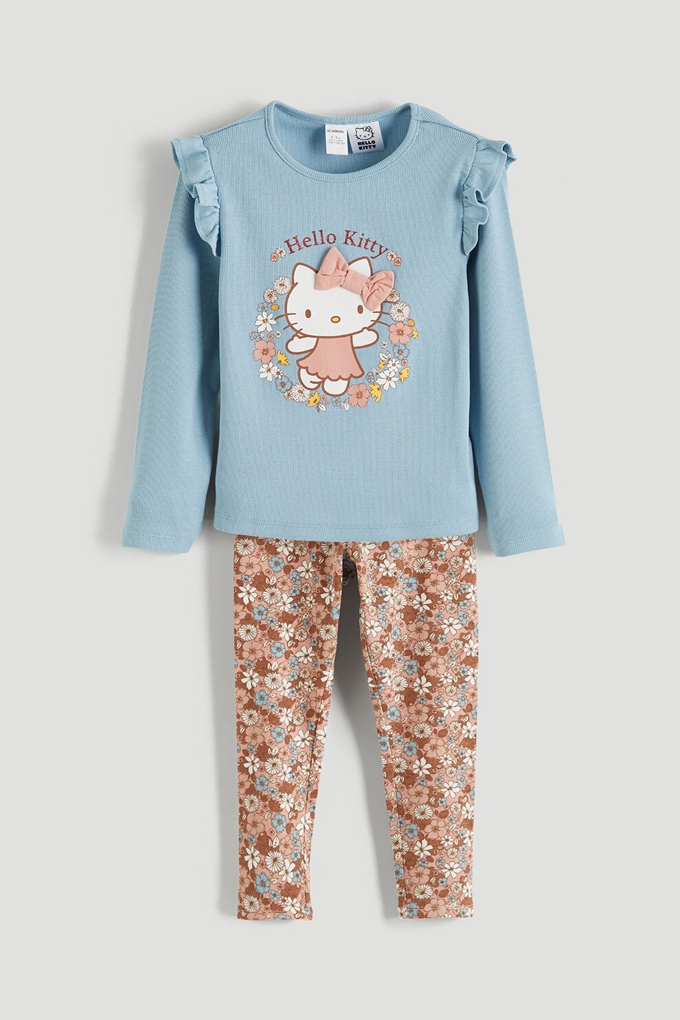 LC WAIKIKI, Set de bluza Hello Kitty si colanti, Maro, Albastru, 104-110 CM