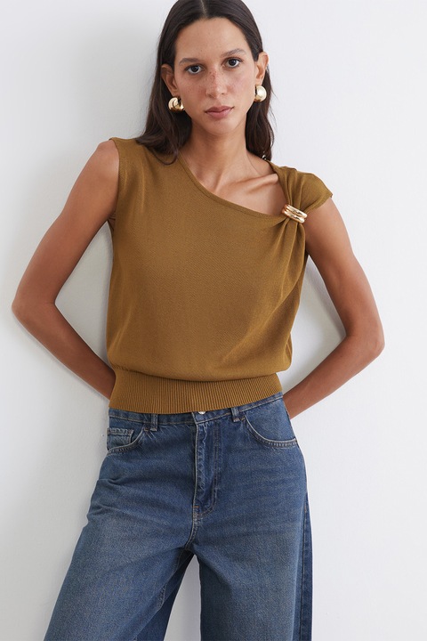 LC WAIKIKI, Bluza fara maneci cu detaliu metalic, Verde masliniu