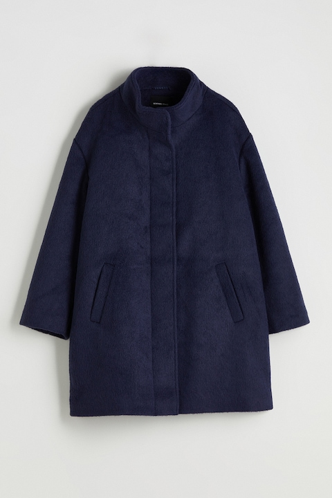 LC WAIKIKI, Palton din amestec de lana cu guler mediu, Bleumarin