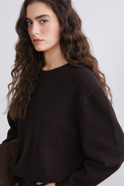 LC WAIKIKI, Pulover cu maneci cazute si decolteu la baza gatului, Maro pamantiu