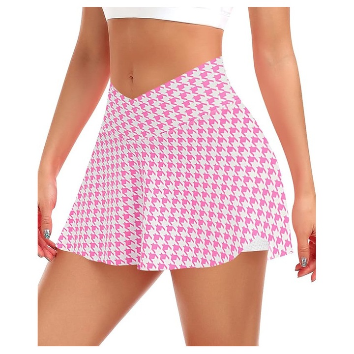 Fustă sport YARRCO cu pantaloni scurți, talie înaltă, alb, XL