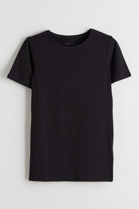 LC WAIKIKI, Tricou cu decolteu la baza gatului si model uni, Negru