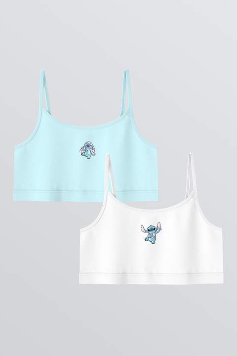 LC WAIKIKI, Set de bustiere cu Stitch - 2 piese, Alb/Albastru deschis