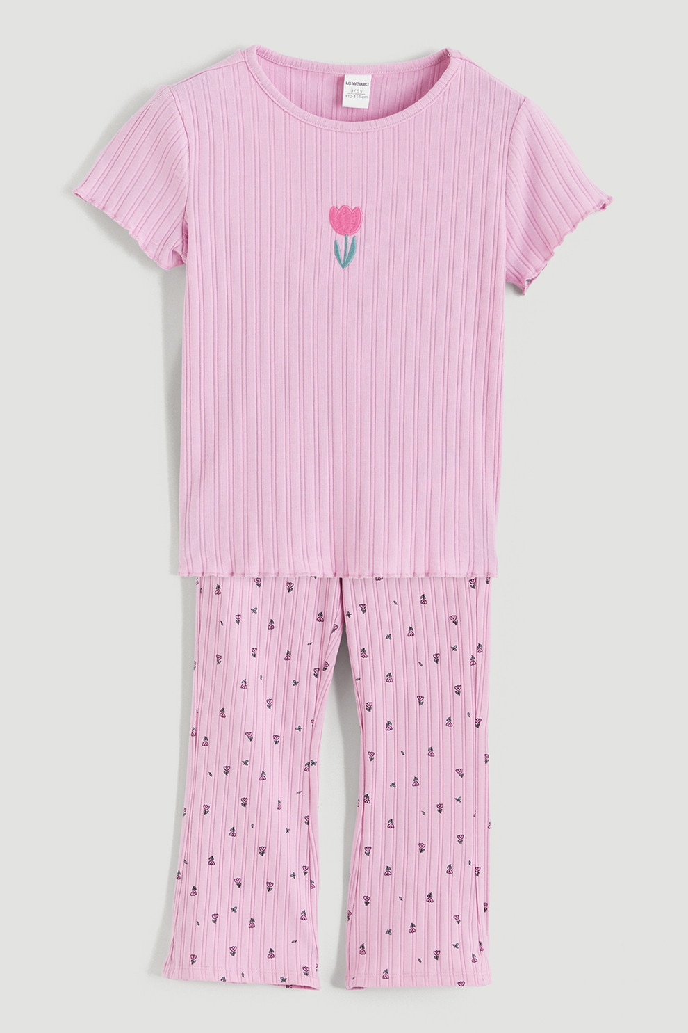 LC WAIKIKI, Set de tricou striat si colanti - 2 piese, Lila, 110-116 CM