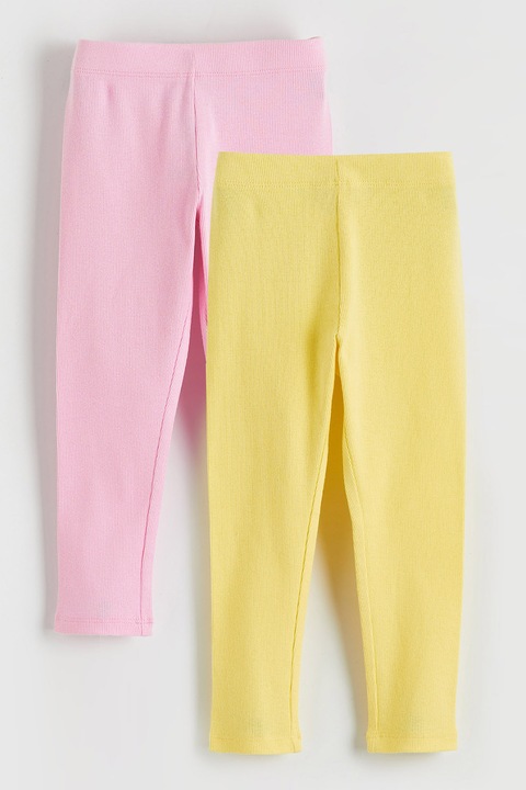 LC WAIKIKI, Set de colanti striati - 2 perechi, Galben/Roz