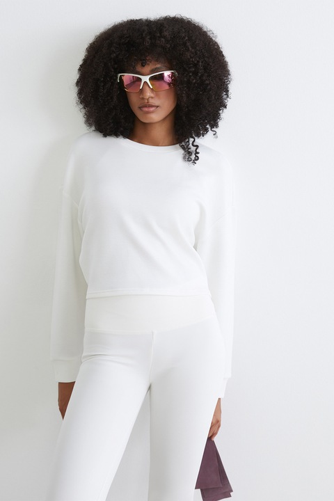 LC WAIKIKI, Bluza de trening crop din amestec de modal, Alb