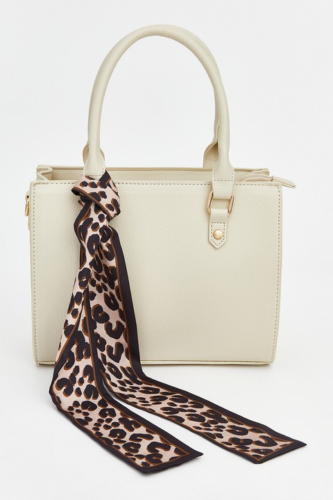 LC WAIKIKI, Geanta de piele ecologica cu maner si fermoar, Alb fildes