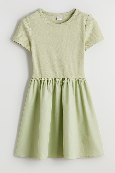 LC WAIKIKI, Rochie evazata cu maneci scurte, Verde deschis, 146-152 CM