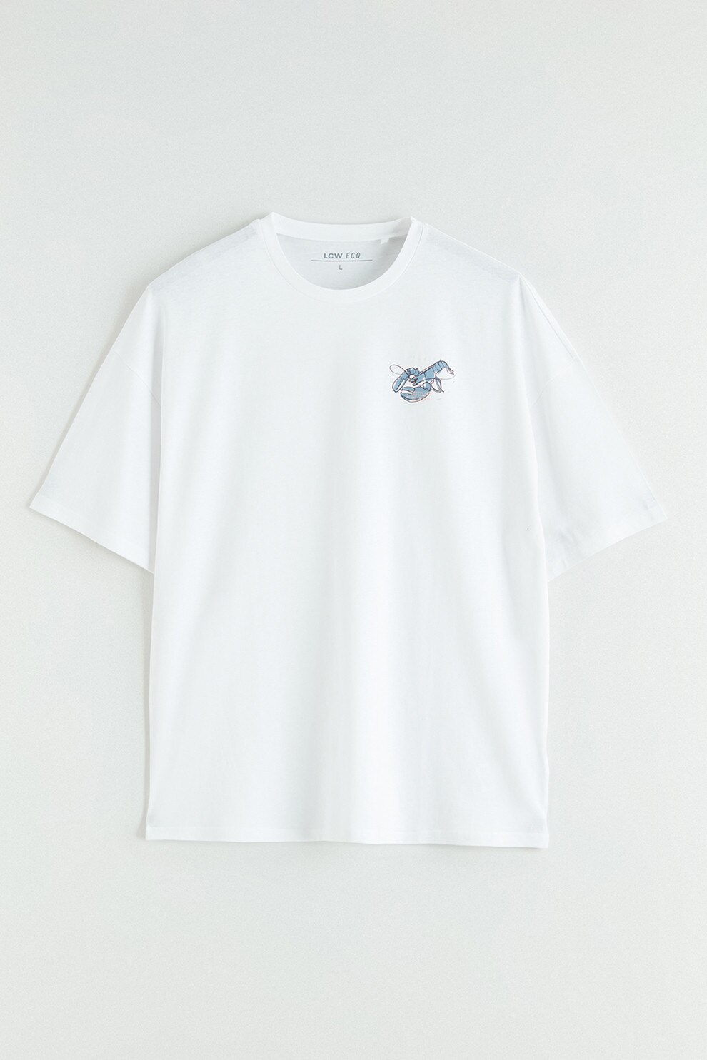LC WAIKIKI, Tricou de bumbac cu imprimeu, Alb, Gri cenusiu, L