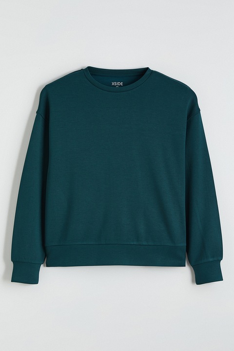 LC WAIKIKI, Bluza de trening cu decolteu la baza gatului si model uni, Verde englez, XS