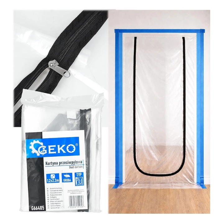 Folie de protectie anti-praf pentru constructii tip U, 220 x 120 cm, Geko G66405