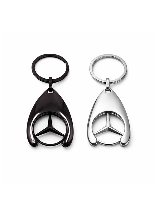 DEPOX kulcstartó szett, Mercedes, 7,5 cm, fém, ezüst/fekete