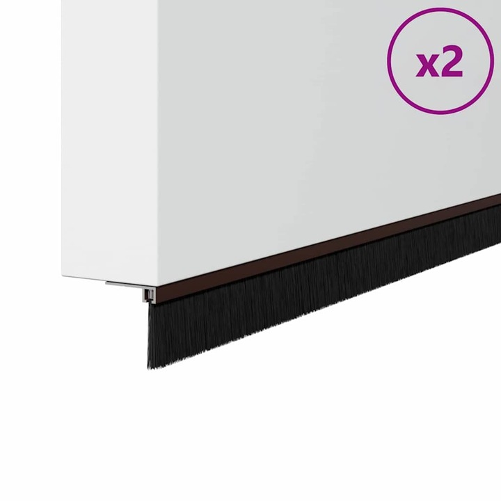 Set sigilii pentru uși cu perii, vidaXL, aluminiu, maro, 100x3cm, montare prin înșurubare