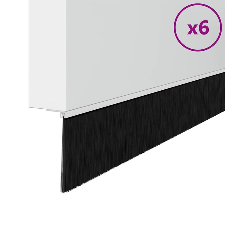 Set 6 sigilii de ușă cu perii, vidaXL, aluminiu, alb, 100x7, 5cm