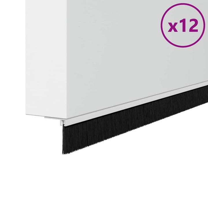 Set 12 etansări cu perie pentru uși, vidaXL, aluminiu, alb, 100x3cm