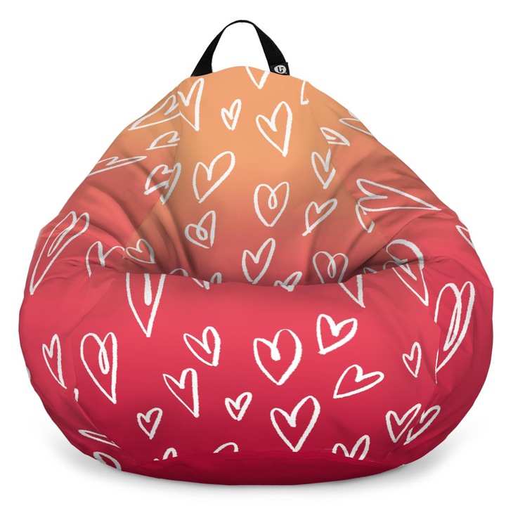 Fotoliu Updeco Puf Bean Bag tip para L, impermeabil, indoor/outdoor, sac interior, cu maner, 80 x 80 x 55 cm, Blush
