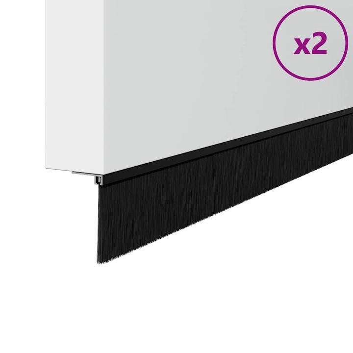 Set sigilii pentru uși cu perii, vidaXL, aluminiu, negru, 100x5, 5cm, 2 pcs