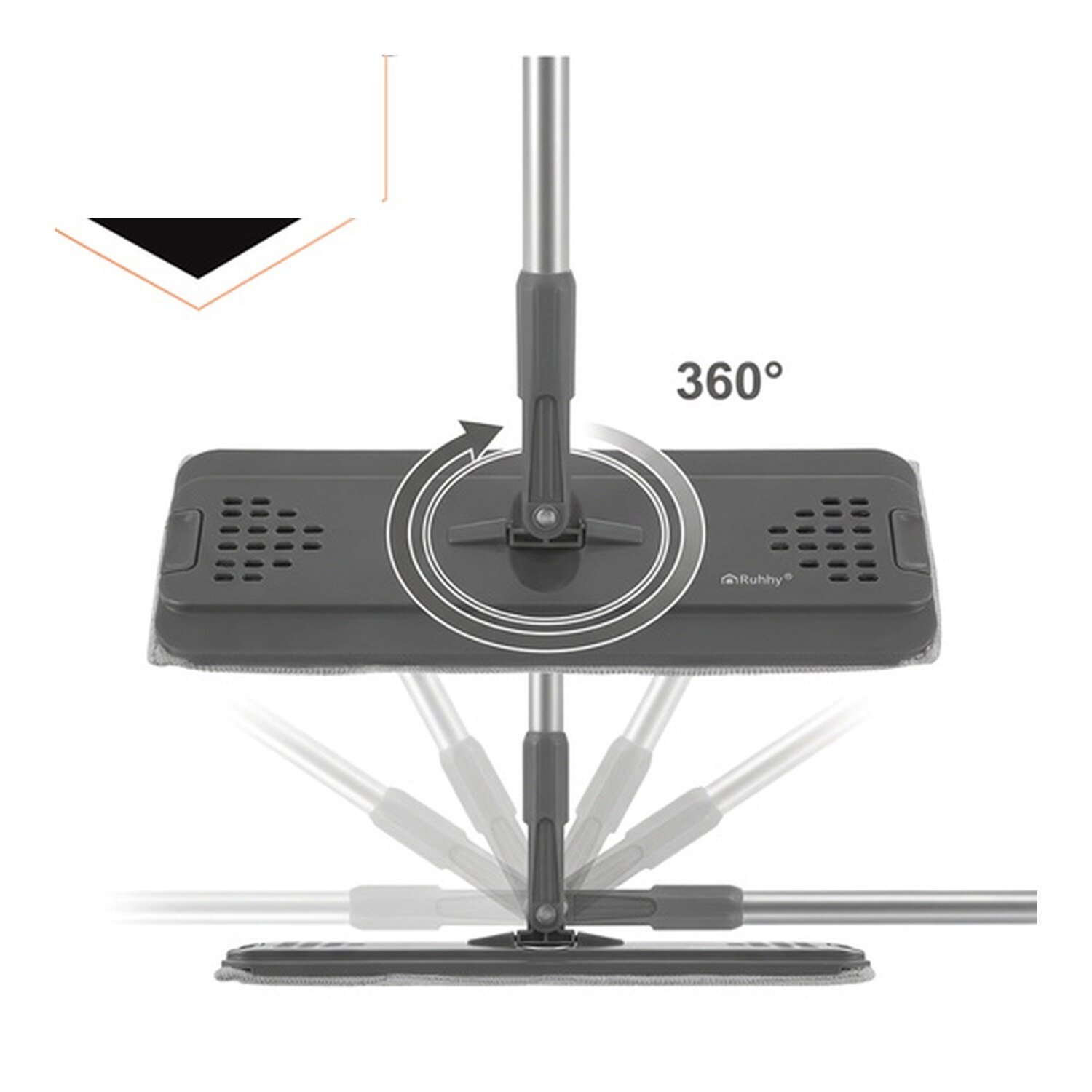 Mop plat cu galeata dubla Ruhhy 27231, capacitate 8.5L, stoarcere fara ...