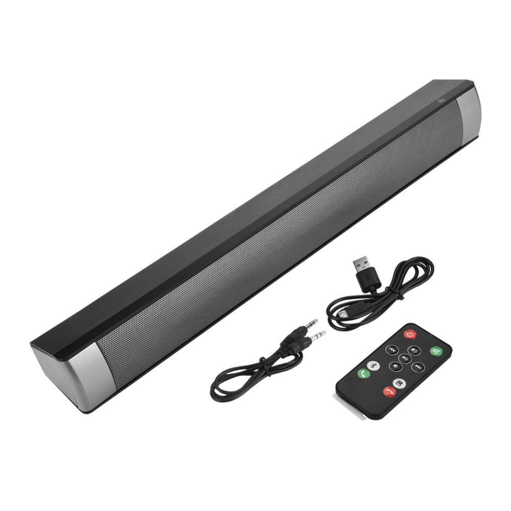 Bara de Sunet Bluetooth Portabila, 5.0, Stereo 360°, 5 difuzoare, 1800mAh, conexiune USB/AUX/TF, telecomanda inclusa, functie de vocala, sunet puternic, ideal pentru casa si birou, Negru