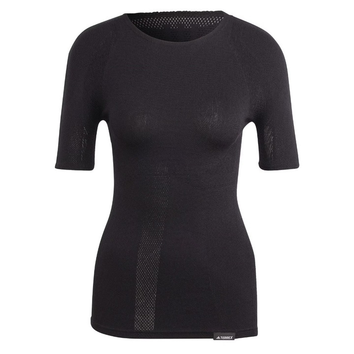 Tricou baselayer adidas Merino, marimea S-M, mineci scurte, negru