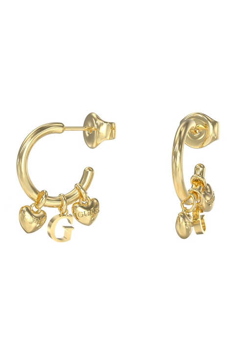 GUESS, Cercei rotunzi cu talismane logo, Auriu
