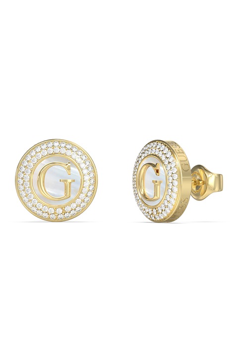 GUESS, Cercei cu MOP si cristale, Auriu