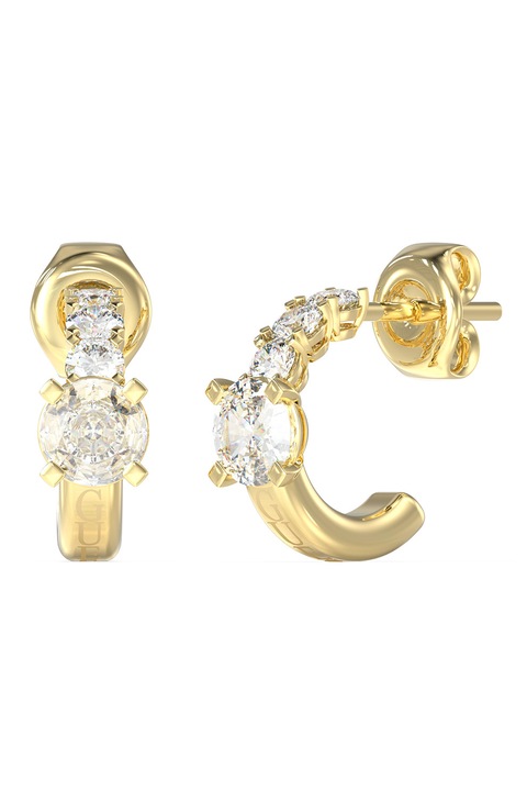 GUESS, Cercei rotunzi cu cristale zirconia, Auriu