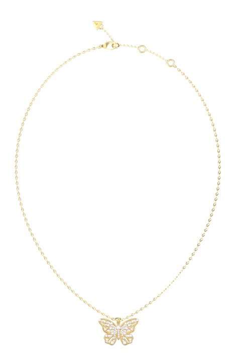 GUESS, Colier cu talisman fluture Barboleta, Auriu