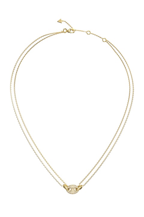 GUESS, Двуредово колие с кристали, Златист