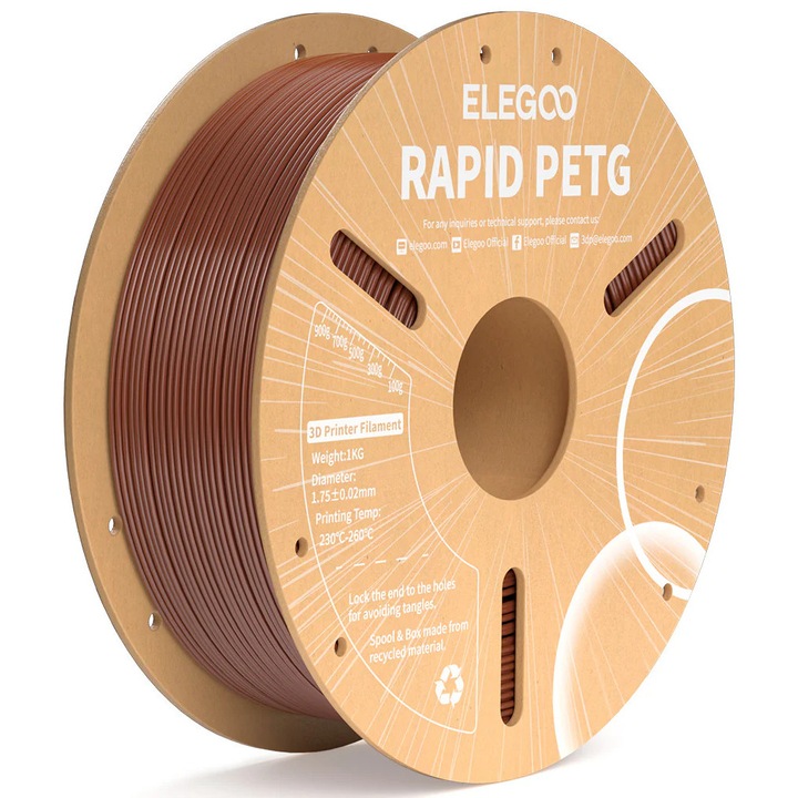 Филамент, Elegoo Rapid PETG, 1kg, Кафяв, за 3D принтер