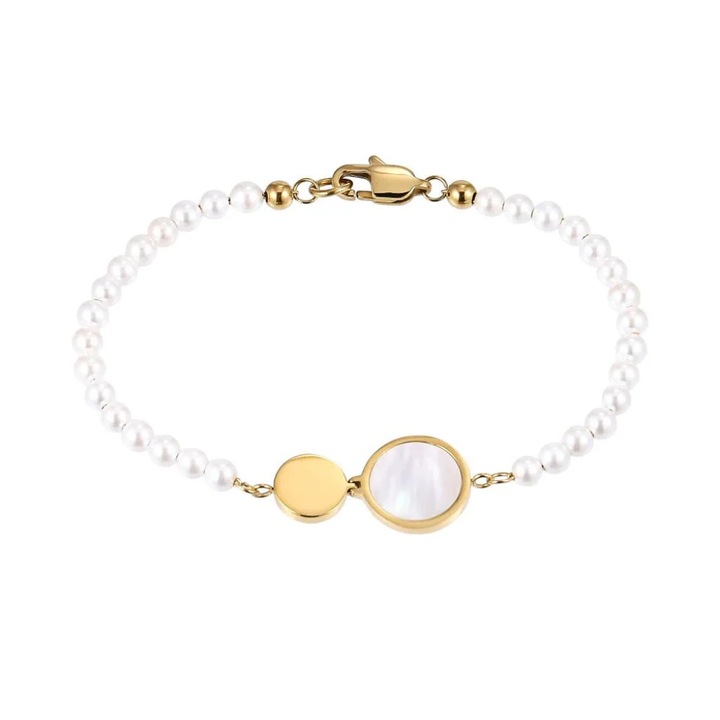 Bratara Placata cu Aur 14k cu Perle si Banut