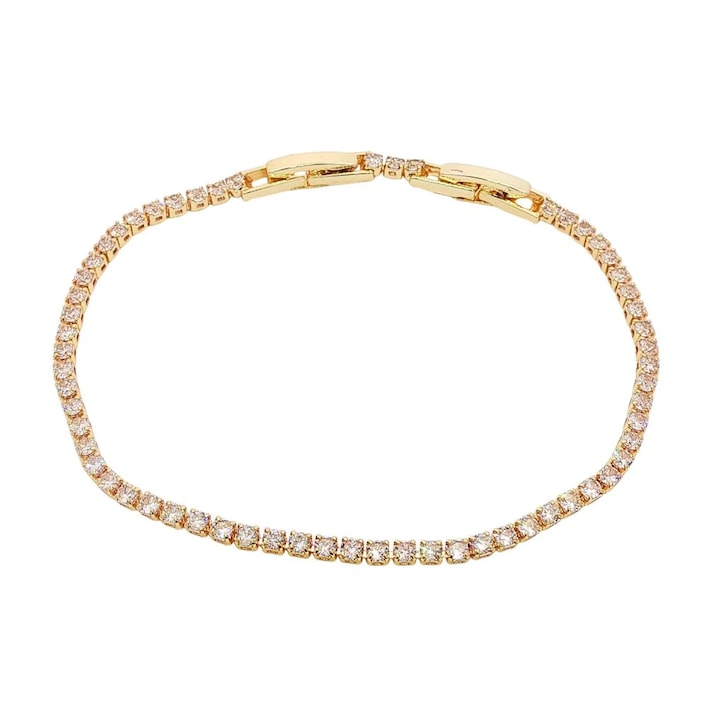 Bratara Tennis 2mm Placata cu Aur 14k