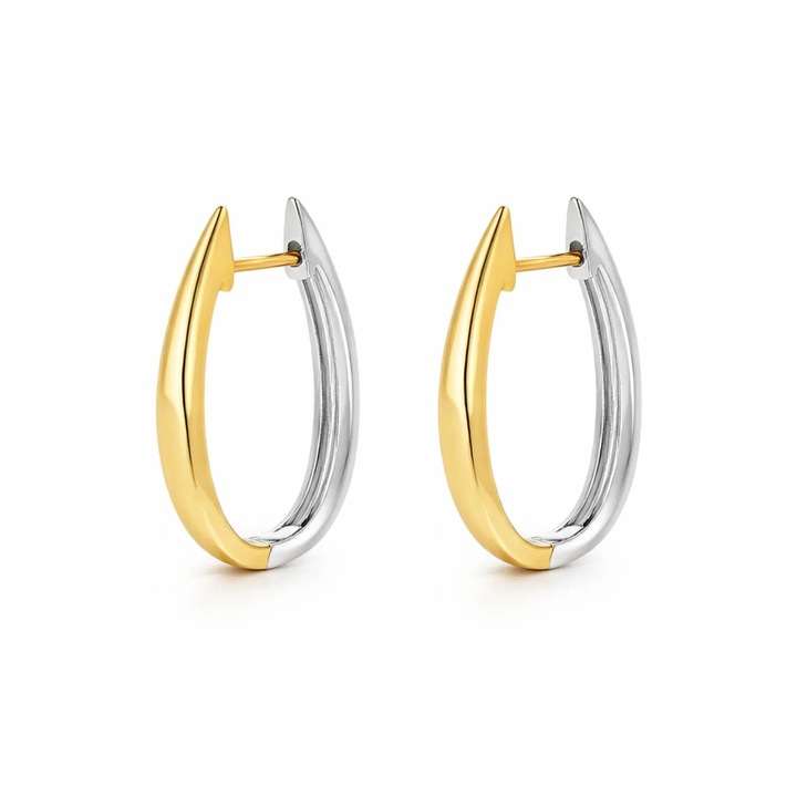 Cercei Argint Placati cu Aur 14k Ovali Half