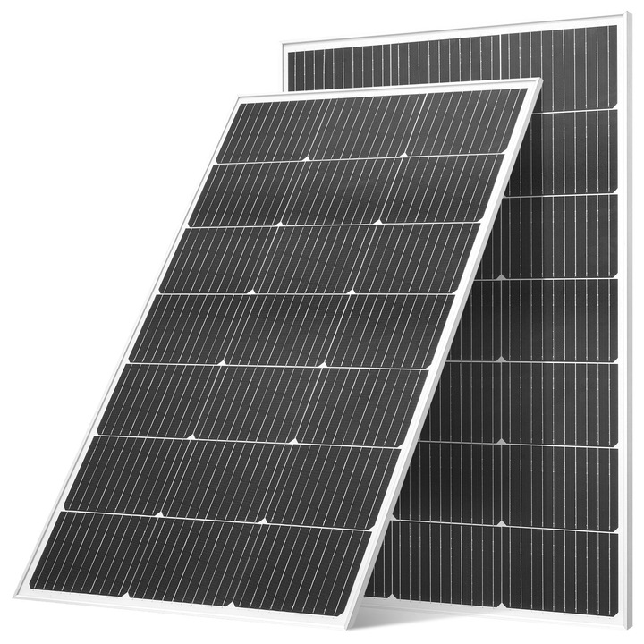 Panouri solare fotovoltaice monocristaline, Set 2x100 W, Eficienta 23%, Conectori MC4, Cadru Aluminiu, Protectie IP65, Off-Grid Auto/Barca/Rulota/Acoperis Plat