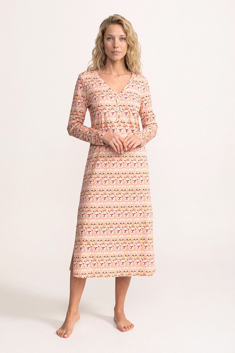 Soft & Seven BY SOFIAMAN, Camasa de noapte din modal si bumbac Agatha, Portocaliu deschis/Roz